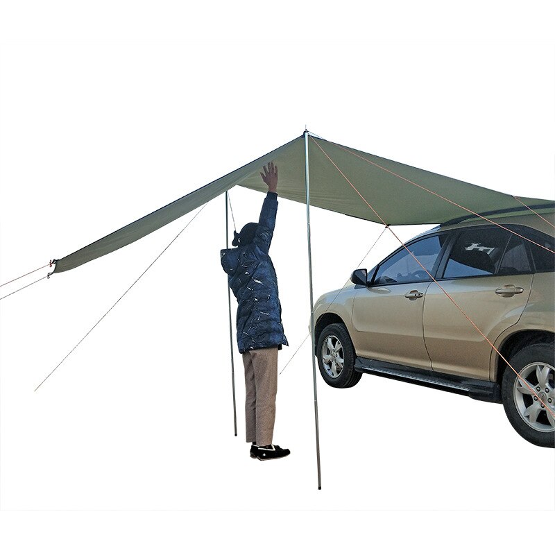 Cheap Goat Tents 3x2m Car Side Awning with Pole Rope Peg Strong Suction Cup Anchor Outdoor Camping Tent Tarp Waterproof Canopy Shade Sun Shelter Tents 
